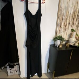 Black Sleeveless Draped Maxi Dress - Classic Women's Evening Dress